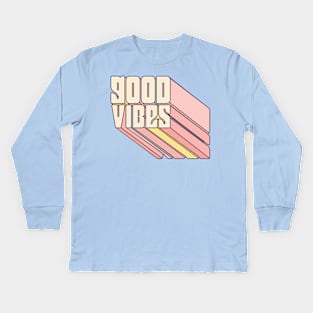 Good Vibes Retro Rainbow Block Kids Long Sleeve T-Shirt